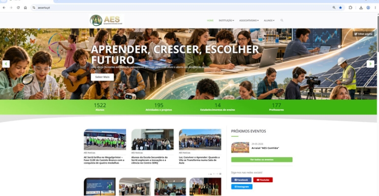 Agrupamento de Escolas de Sertã lança novo site institucional